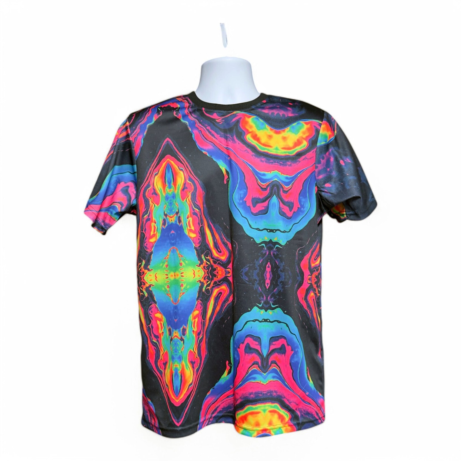 Super Shine Prints by Drill Vibrant Liquid Print Nylon T-shirt Top M Art To Wear