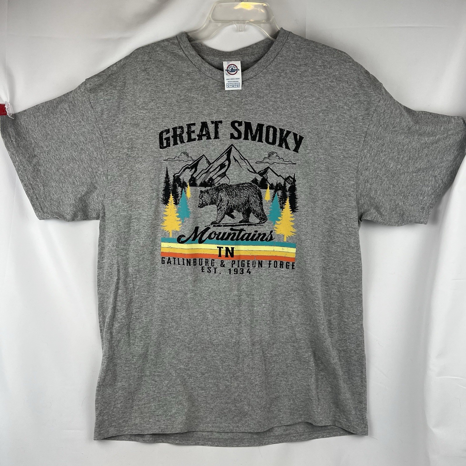 Great Smoky Mountains National Park Gray Tee Multi Neon Color Bear Graphic