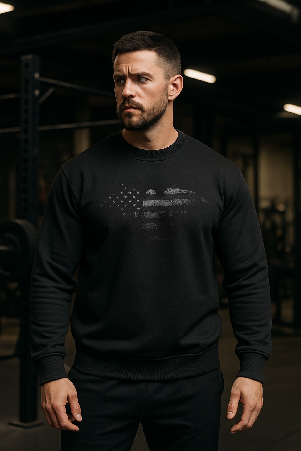 Bald Eagle Flag Sweatshirt | Rugged Patriotic Crewneck for Men & Women | Freedom