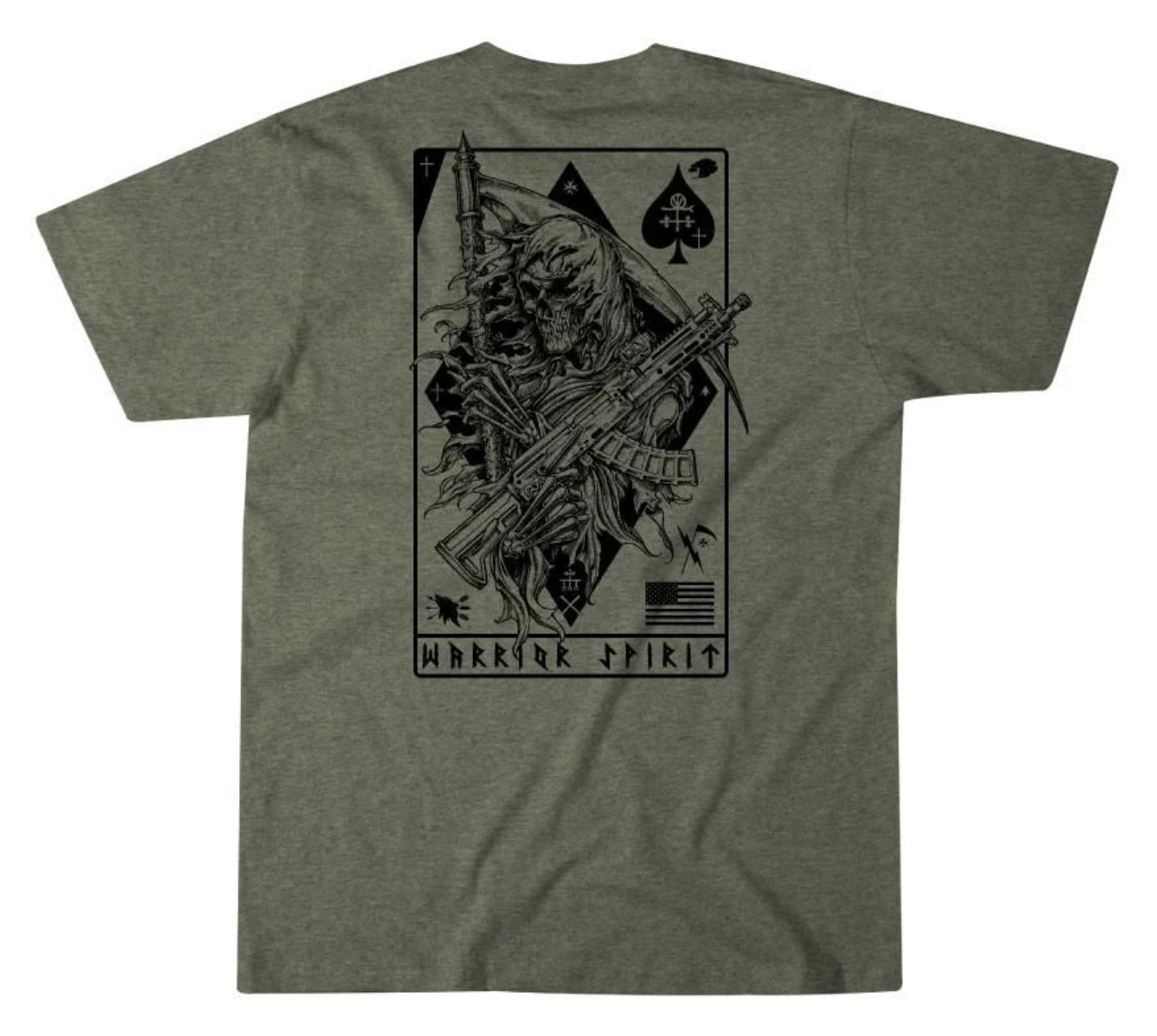 Howitzer Men’s “DEATH DEALER” short sleeve green warrior spirit T-shirt NWT