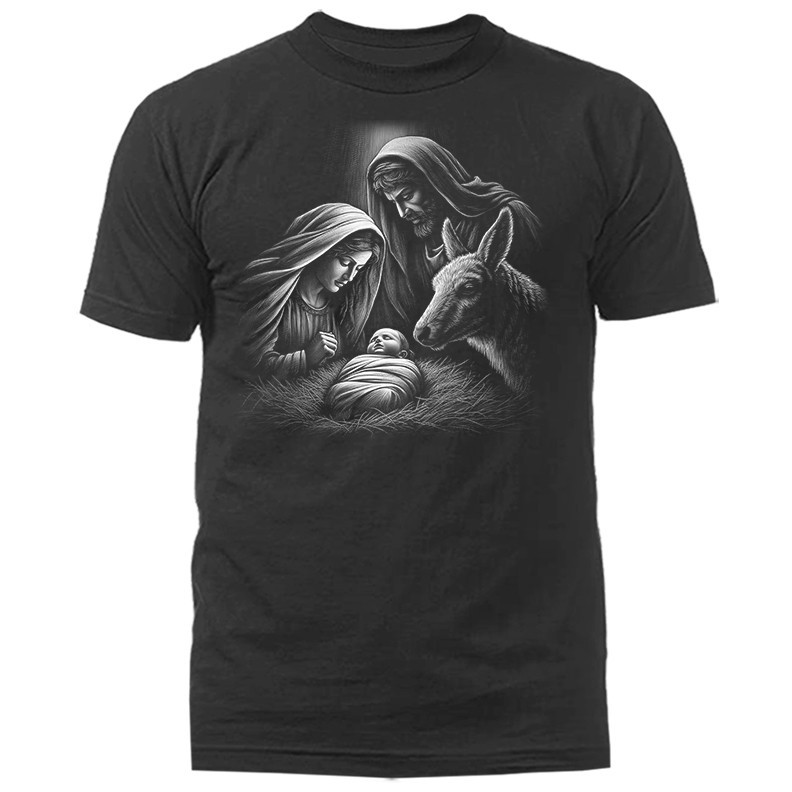 Jesus Birth Nativity Scene Christian Religious Christmas T-shirt