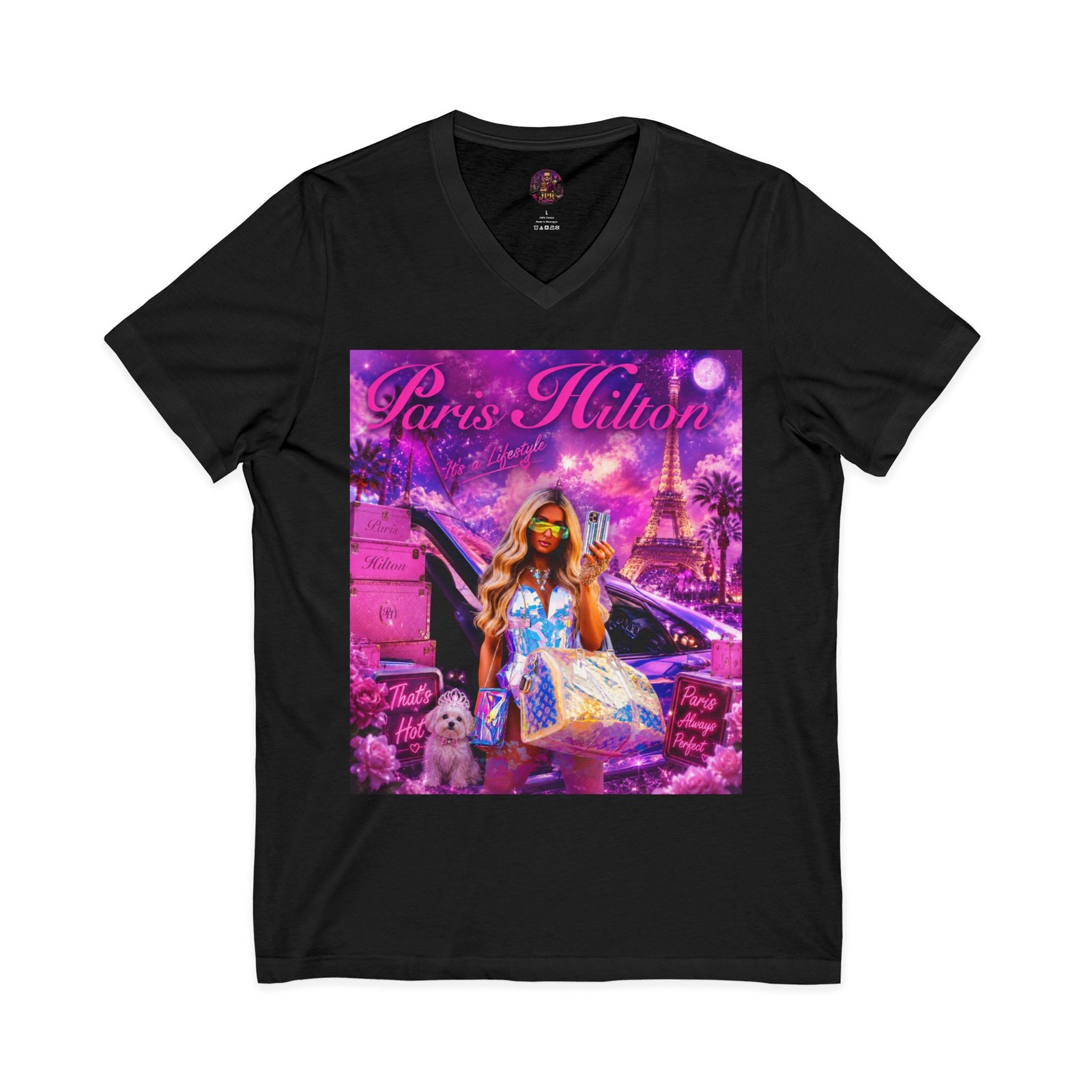 Y2K Reality Queen V-Neck Graphic Tee Retro Pink 2000s Streetwear Shirt 3005