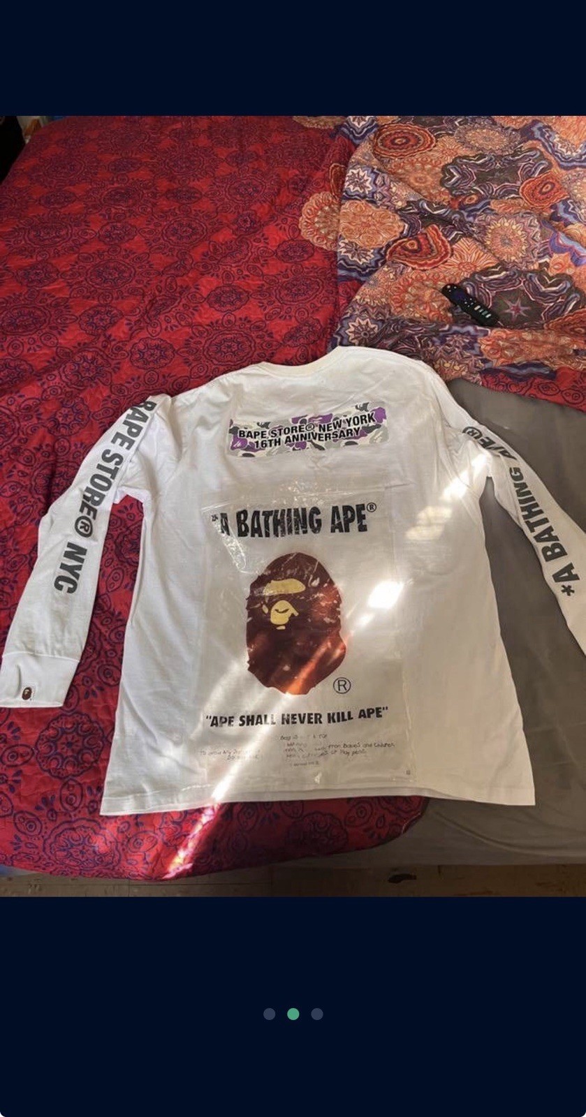A Bathing Ape NYU 16th Anniversary Long Sleeve Graphic T-Shirt 2XL White