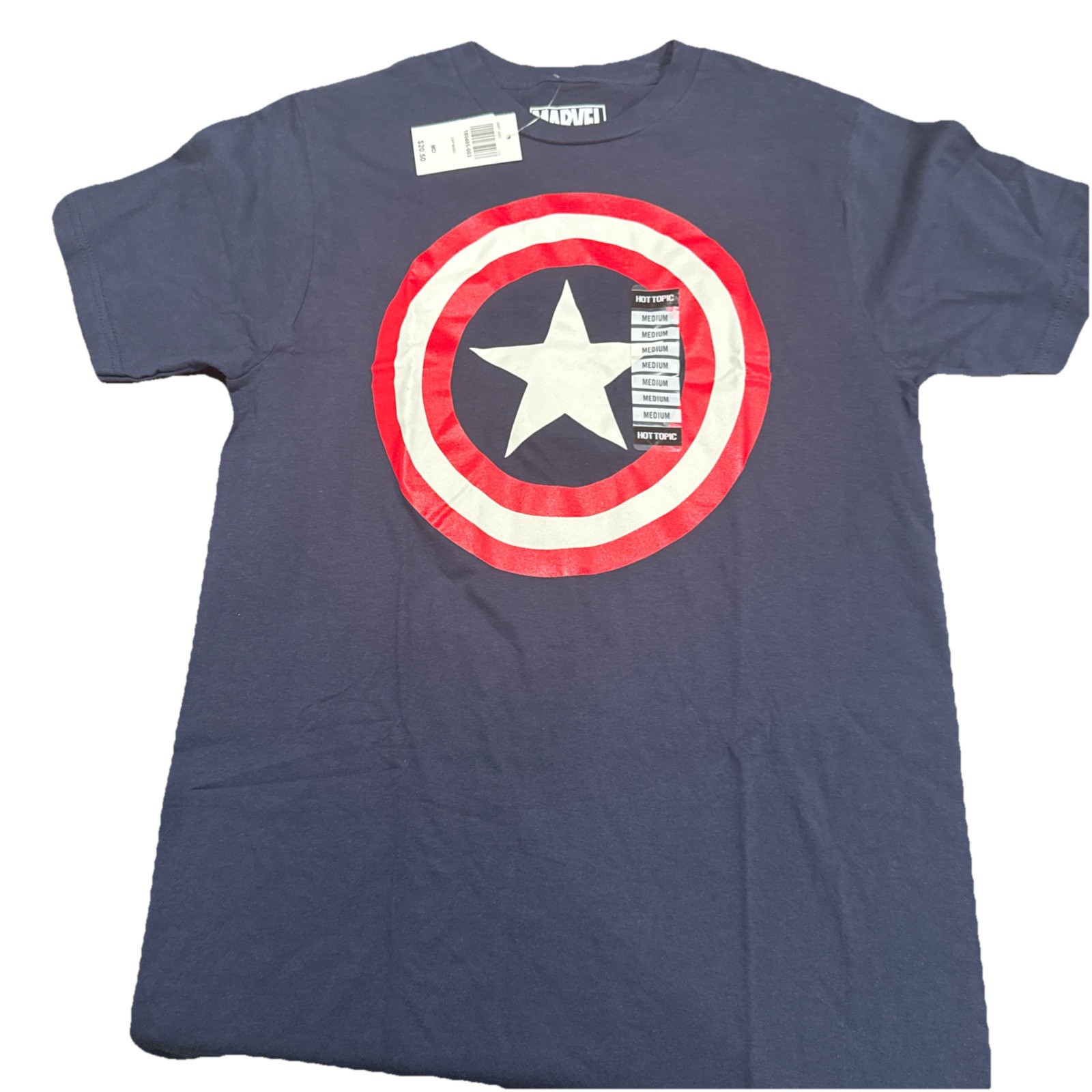 Marvel Captain America Shield Logo Graphic T-Shirt Men’s Medium Blue MSRP $20.50