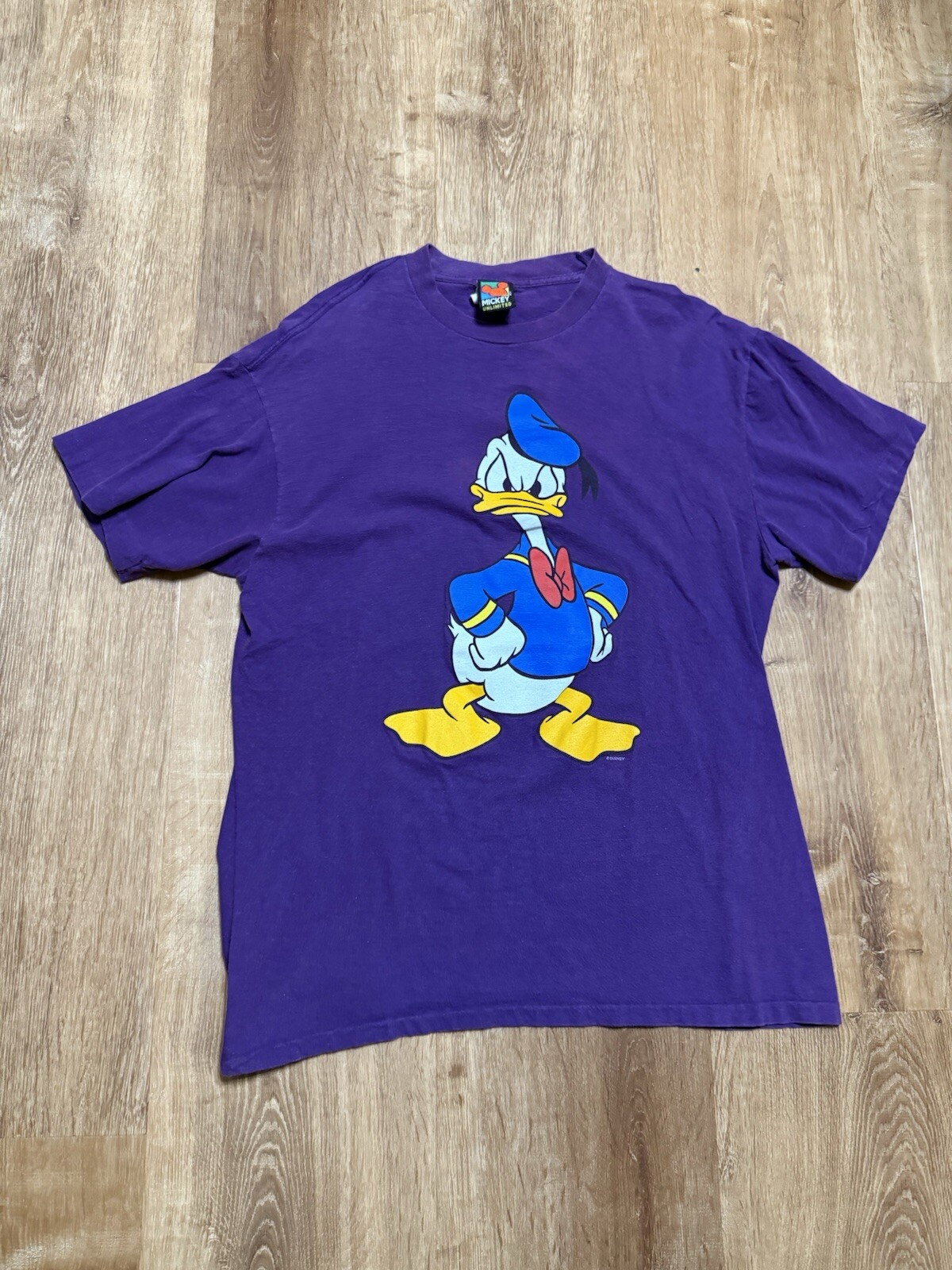 Vintage 90s Mickey Unlimited Donald Duck Single Stitch Tshirt Purple Mens Large