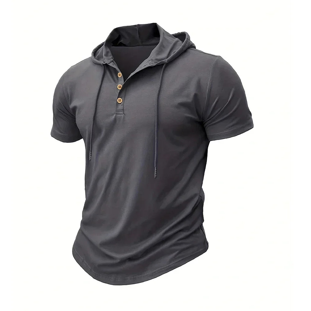Men’s T Shirt Summer Slim Fitness Hooded Short-Sleeved Tees Male Lightweight