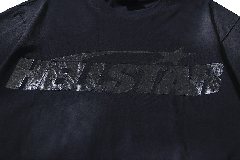 Men’s Hell star Classic Big Logo Water Printed Short sleeved T-shirt 2 Black