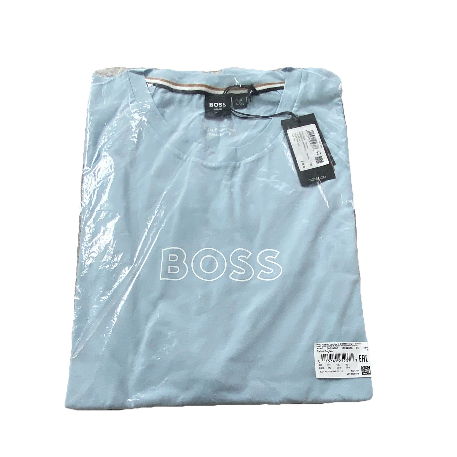 BOSS Men’s T Shirt Blue Size XXL Beach Sun Protection Regular Fit Crew Neck $58