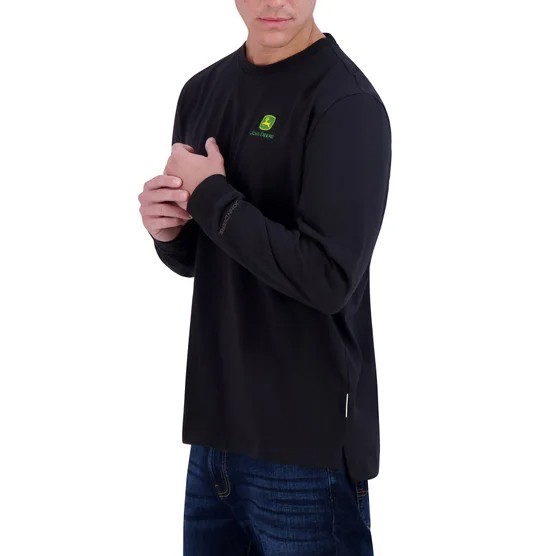 John Deere Men’s Long Sleeve Black T-Shirt Logo XL, NWT