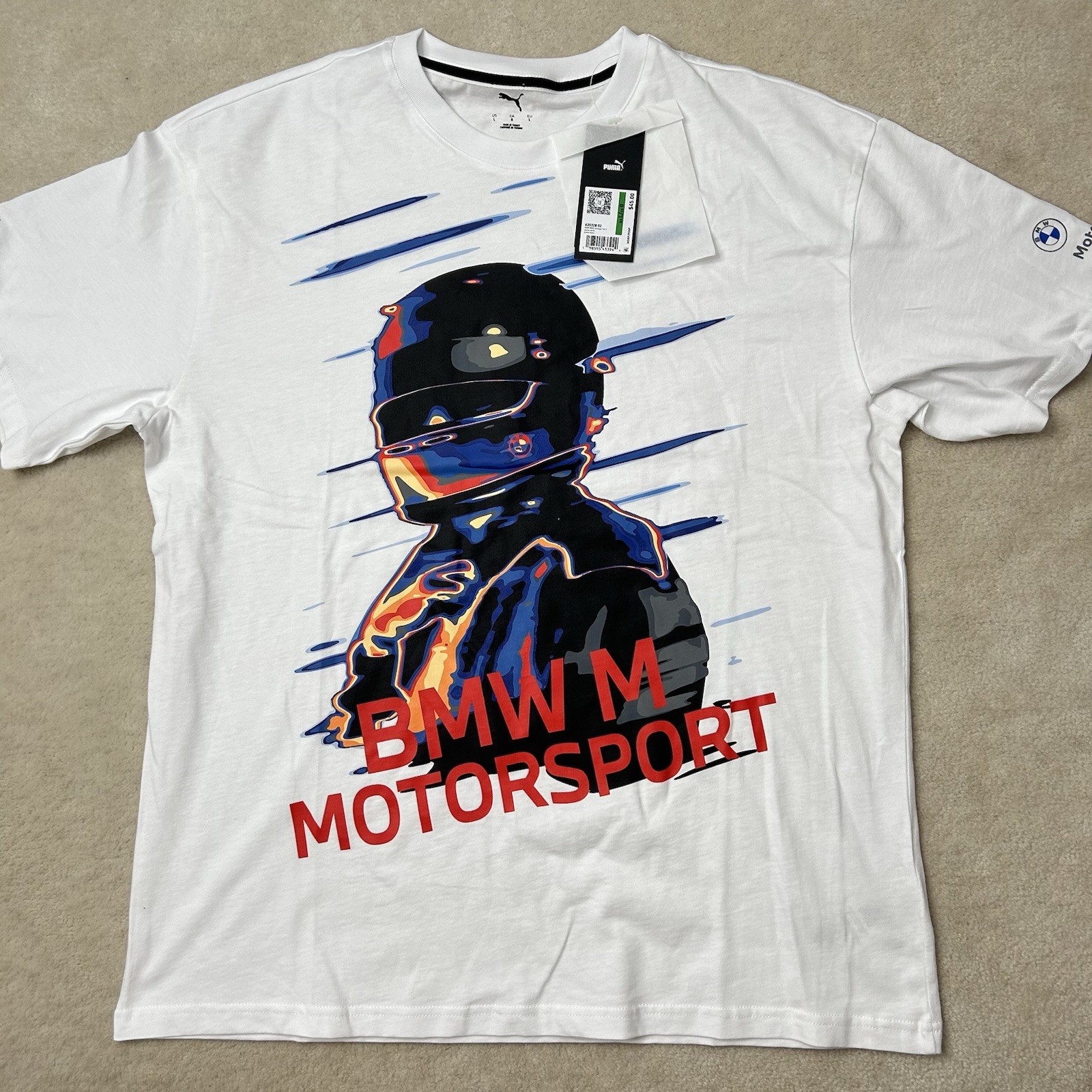 Puma BMW Motorsport Essential Logo T Shirt Men’s Large Vintage Helmet Graphic
