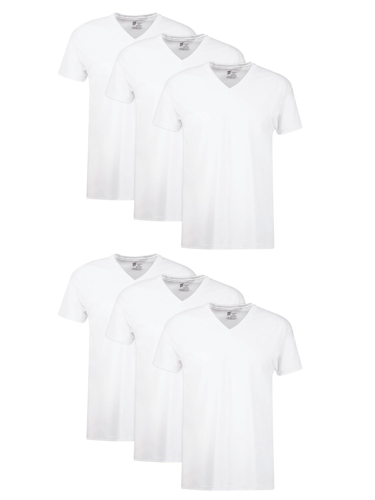 Hanes Mens Cotton, Moisture-wicking V-neck Tee Large, White – 6 Pack