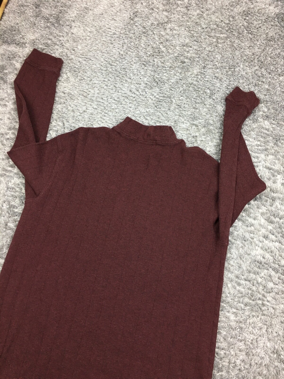 John Ashfort Mock Neck Shirt Mens Size Large Dark Red / Brown Stretch