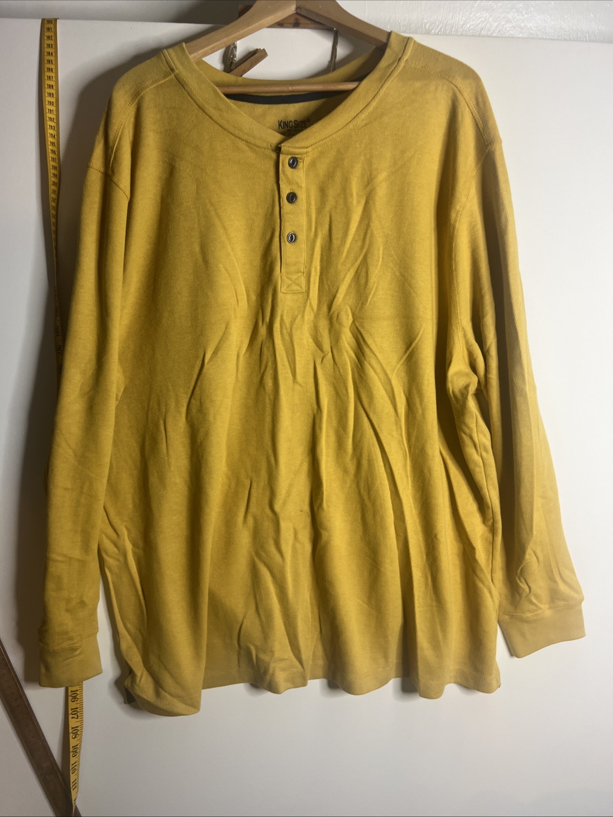 King Size Men’s 3XL Long Sleeve Mustard Yellow Henley