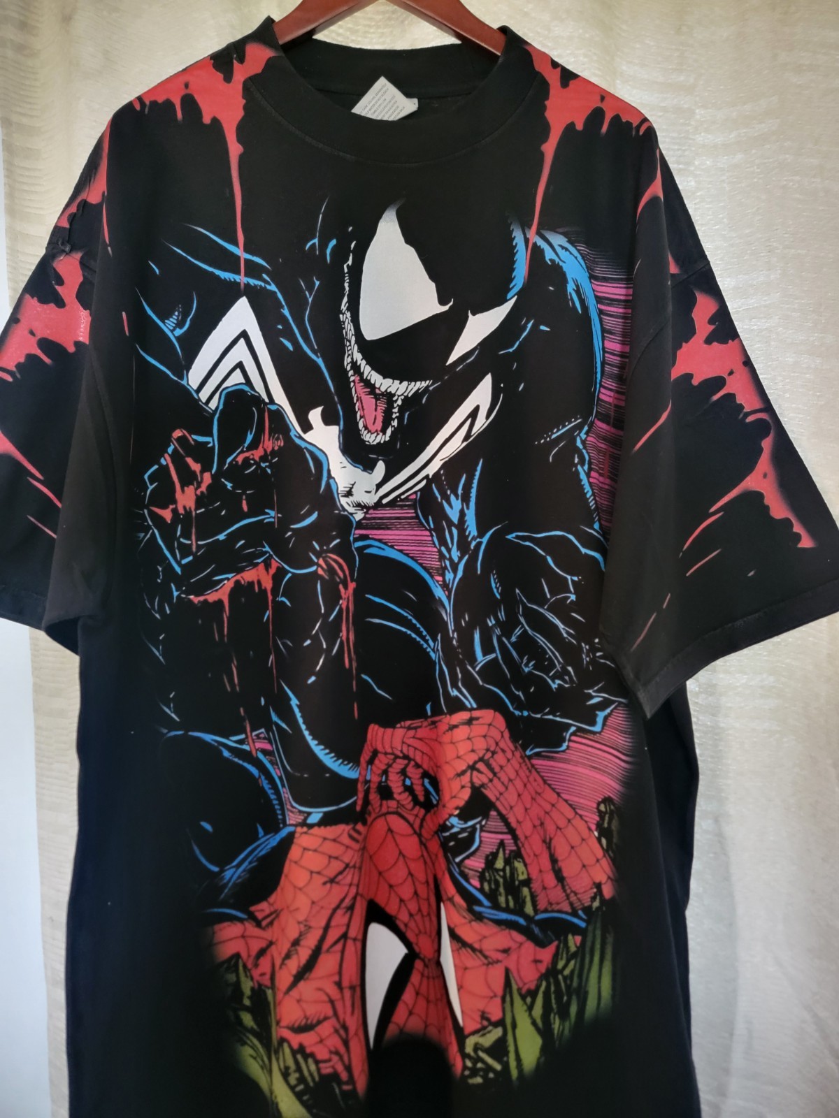 VENOM SPIDERMAN ON A SHAKA HEAVYWEIGHT GARMET DYED T SHIRT Jumbo Print “MODERN”