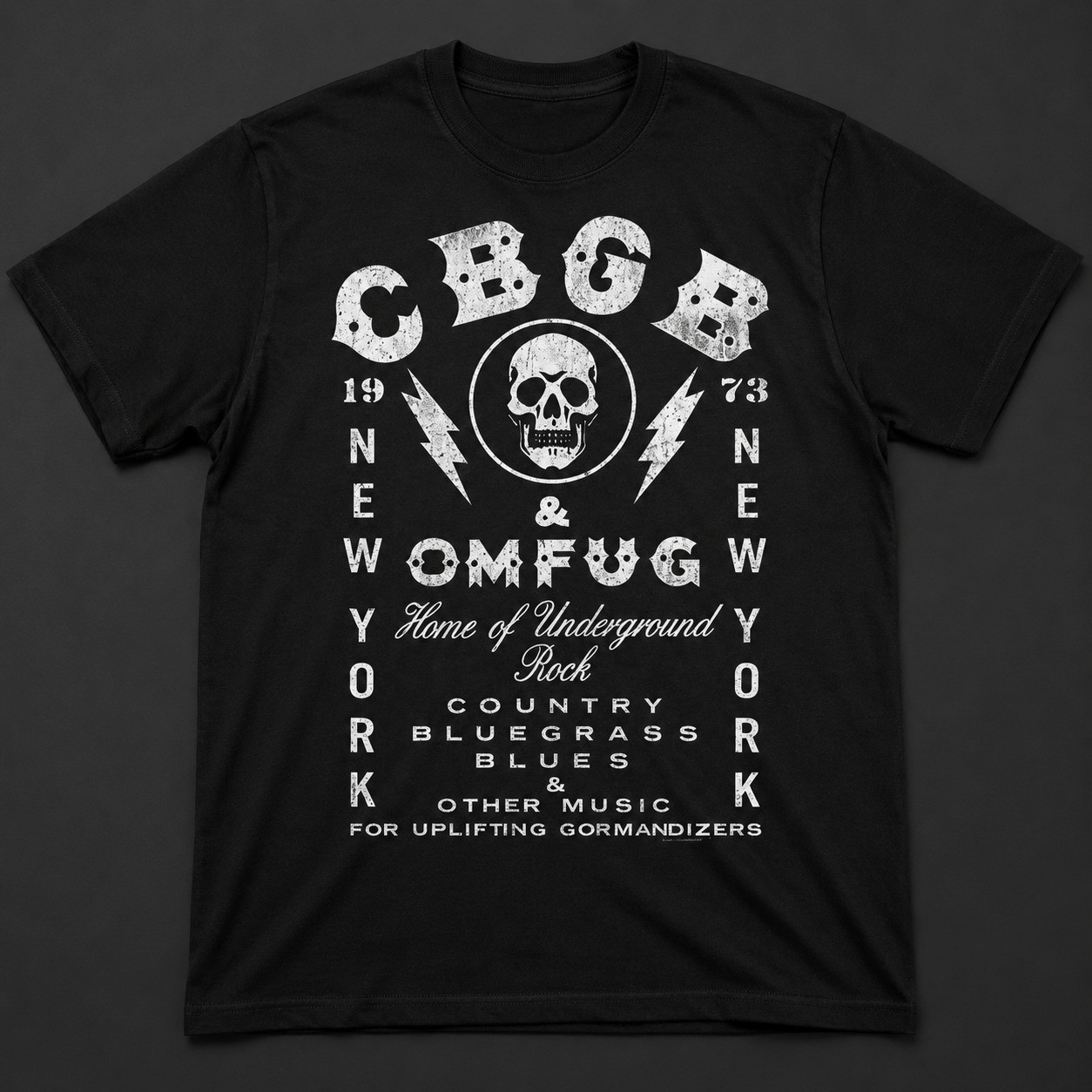 CBGB OMFUG New York 1973 Vintage Music Unisex Black Graphic T Shirt