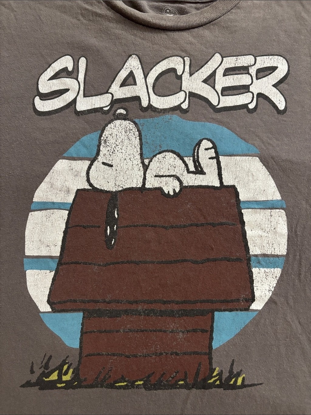 Peanuts Snoopy Slacker Graphic T Shirt Gray 2XL Retro Cartoon Tee
