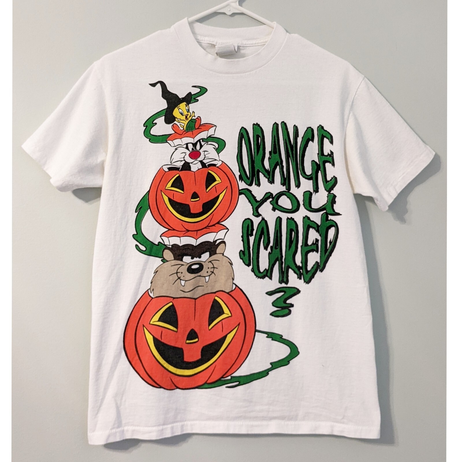 Vintage Looney Tunes Orange You Scared 1998 Graphic Tee Single Stitch Rare Size
