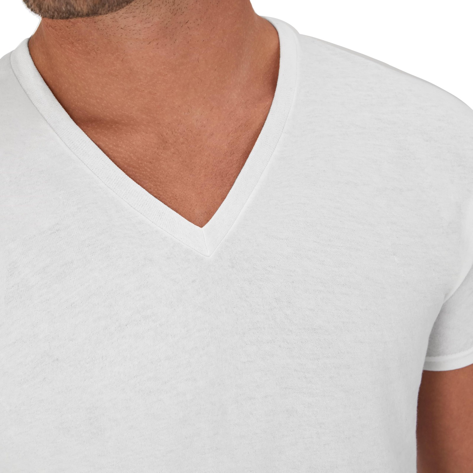 Hanes Mens Cotton, Moisture-wicking V-neck Tee Large, White – 6 Pack