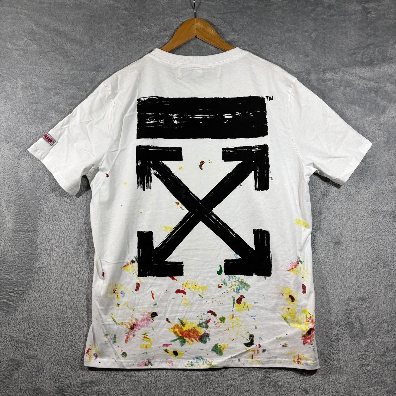 Off White Main Label Graphic T Shirt Adult XL White Paint Splatter Virgil Abloh