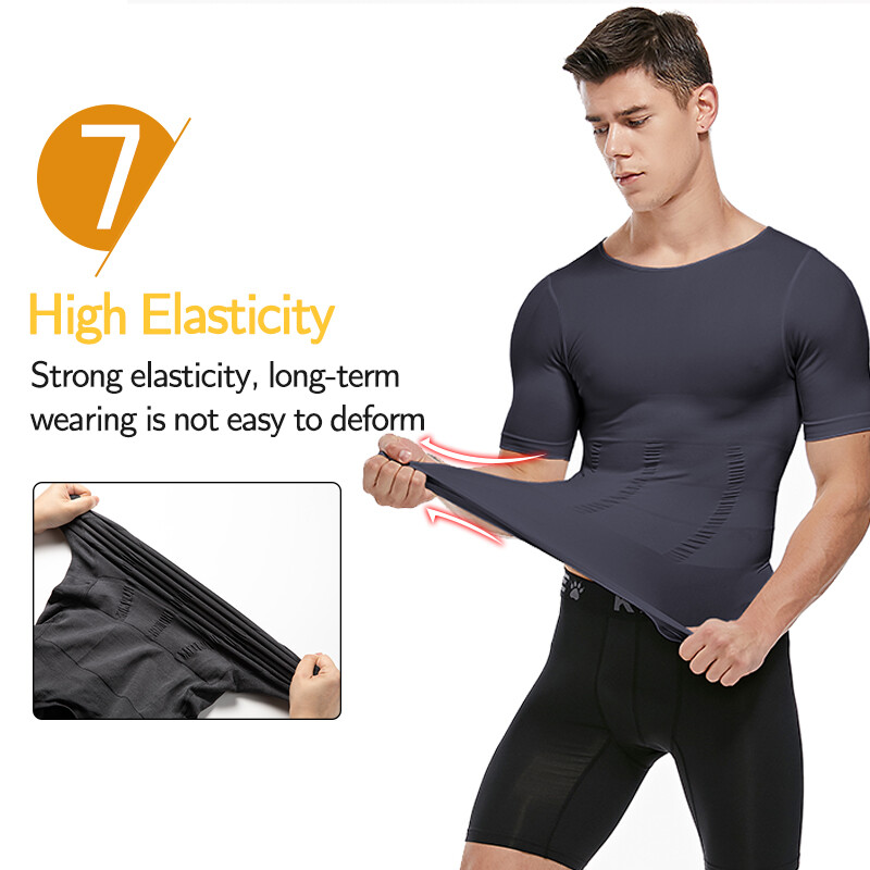 Men’s Slimming T-shirt Weight Loss Body Shaper Tank Tops Chest Compression Shirt