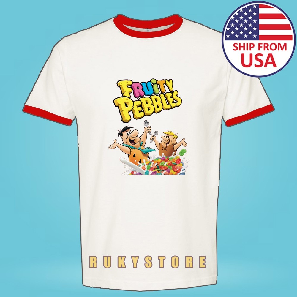 Fruity Pebbles Cereals Men’s Ringer Red Size S-3XL