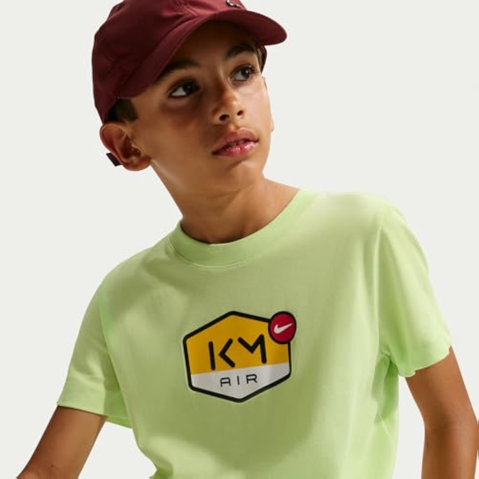 Kylian Mbappe Big Kids’ Dri-FIT T-Shirt (Light Liquid Lime) Size Large – Light L