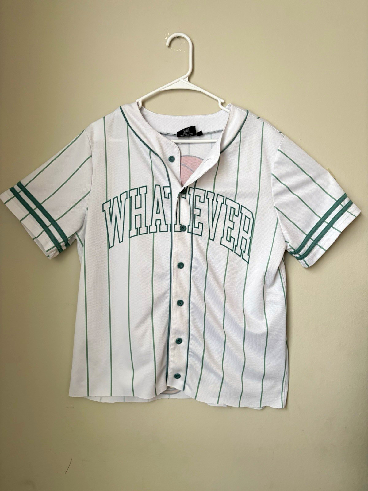 The Simpsons Lisa Whatever Baseball Jersey Shirt Women’s M White Green Button