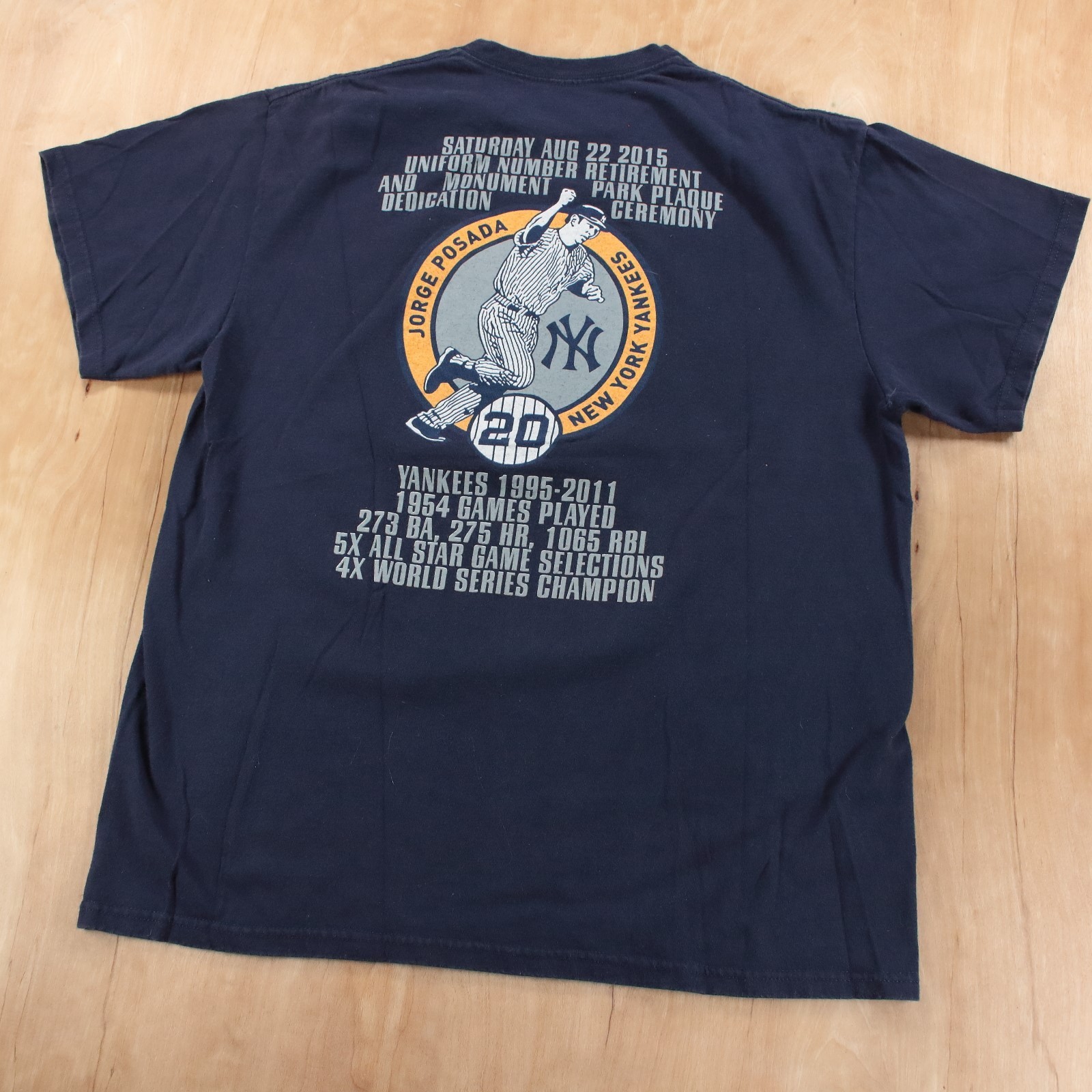 New York Yankees Jorge Posada Day 2015 uniform number retirement t-shirt MEDIUM