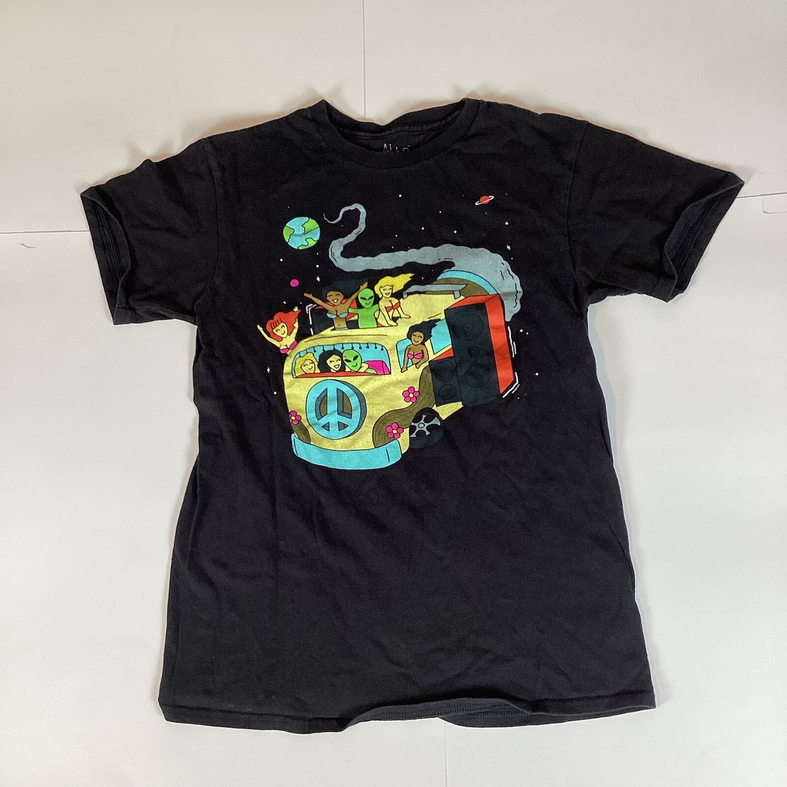 A Lab Mens T Shirt Size S Small Short Sleeve Black Hippie Alien Bikinis Space