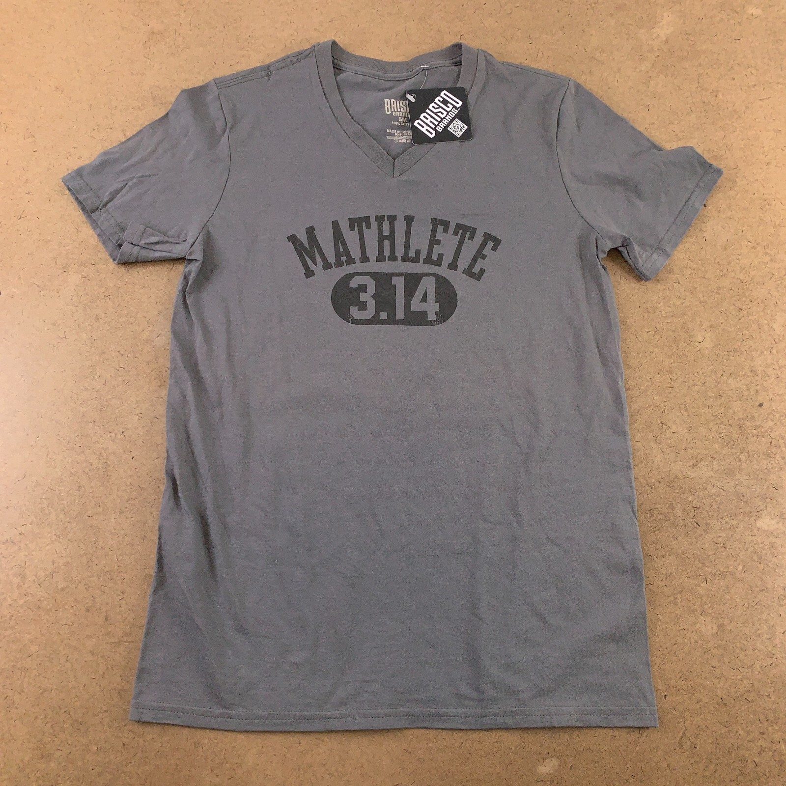 Brisco Brands Adult Small Gray Mathlete 3.14 Short Sleeve V Neck Graphic Tee NWT