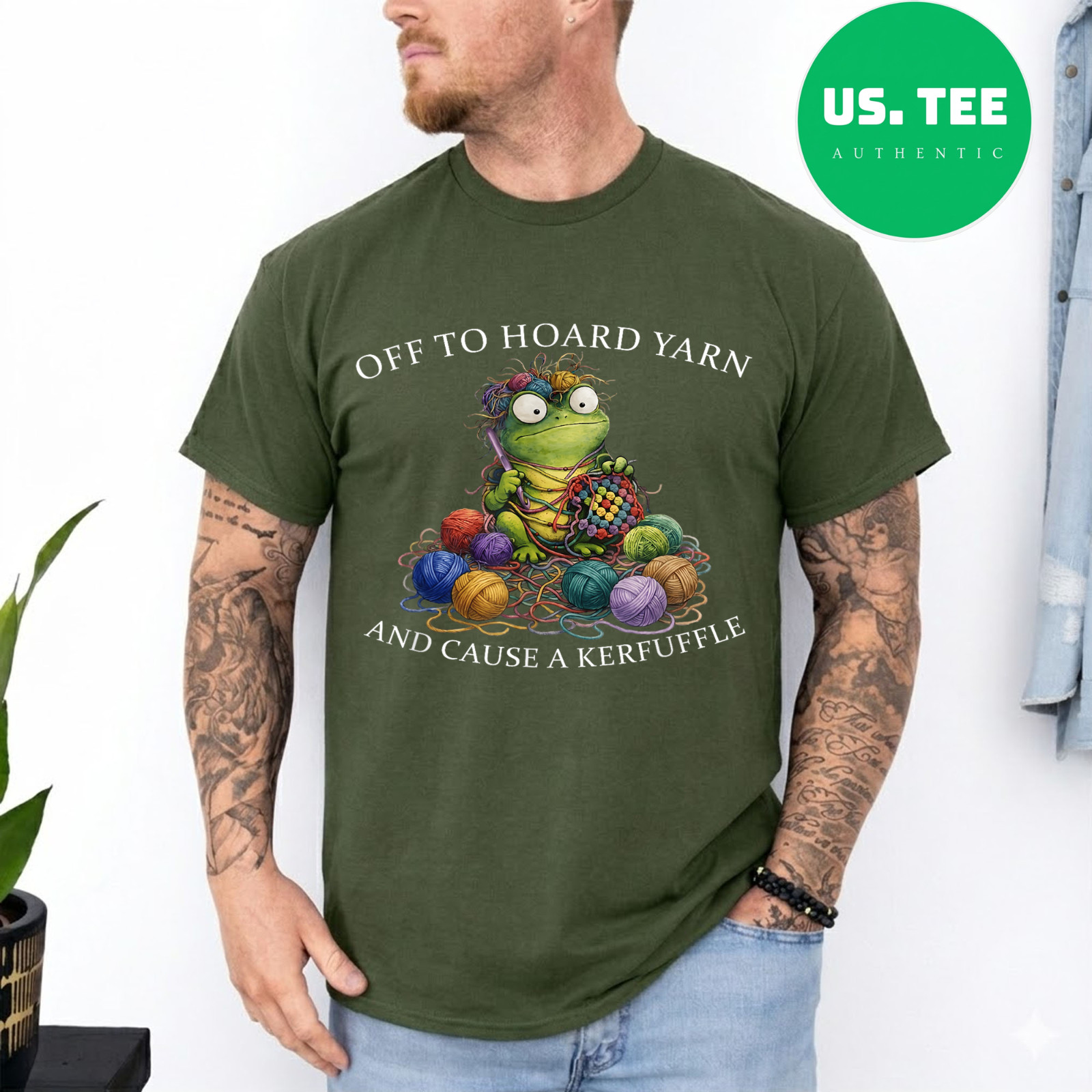 Off to Hoard Yarn Frog Knitting Crochet Knitter Yarn Lover T-Shirt