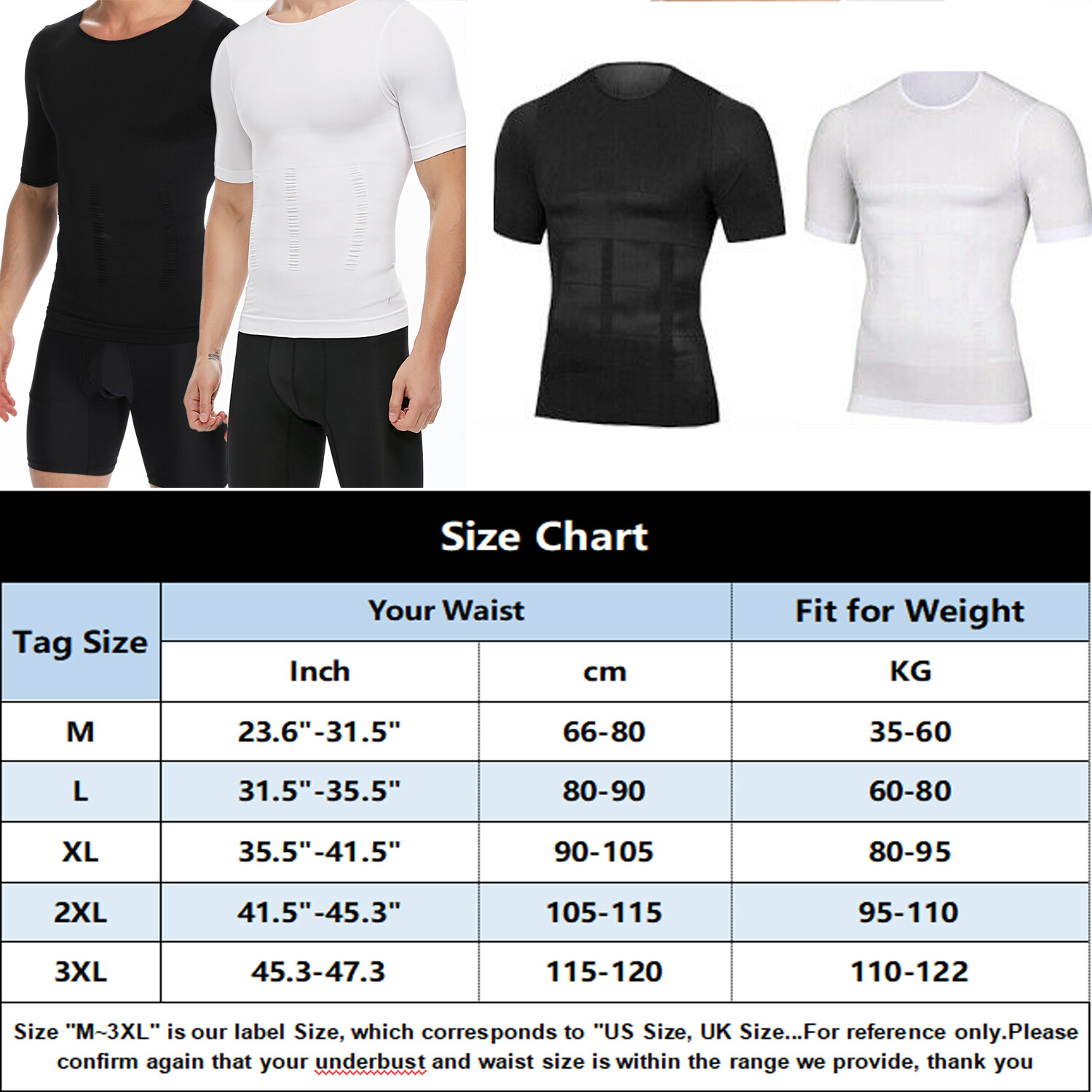 Men’s Compression Shirt Tops Slimming Tummy Control Body Shaper Abs Abdomen Vest