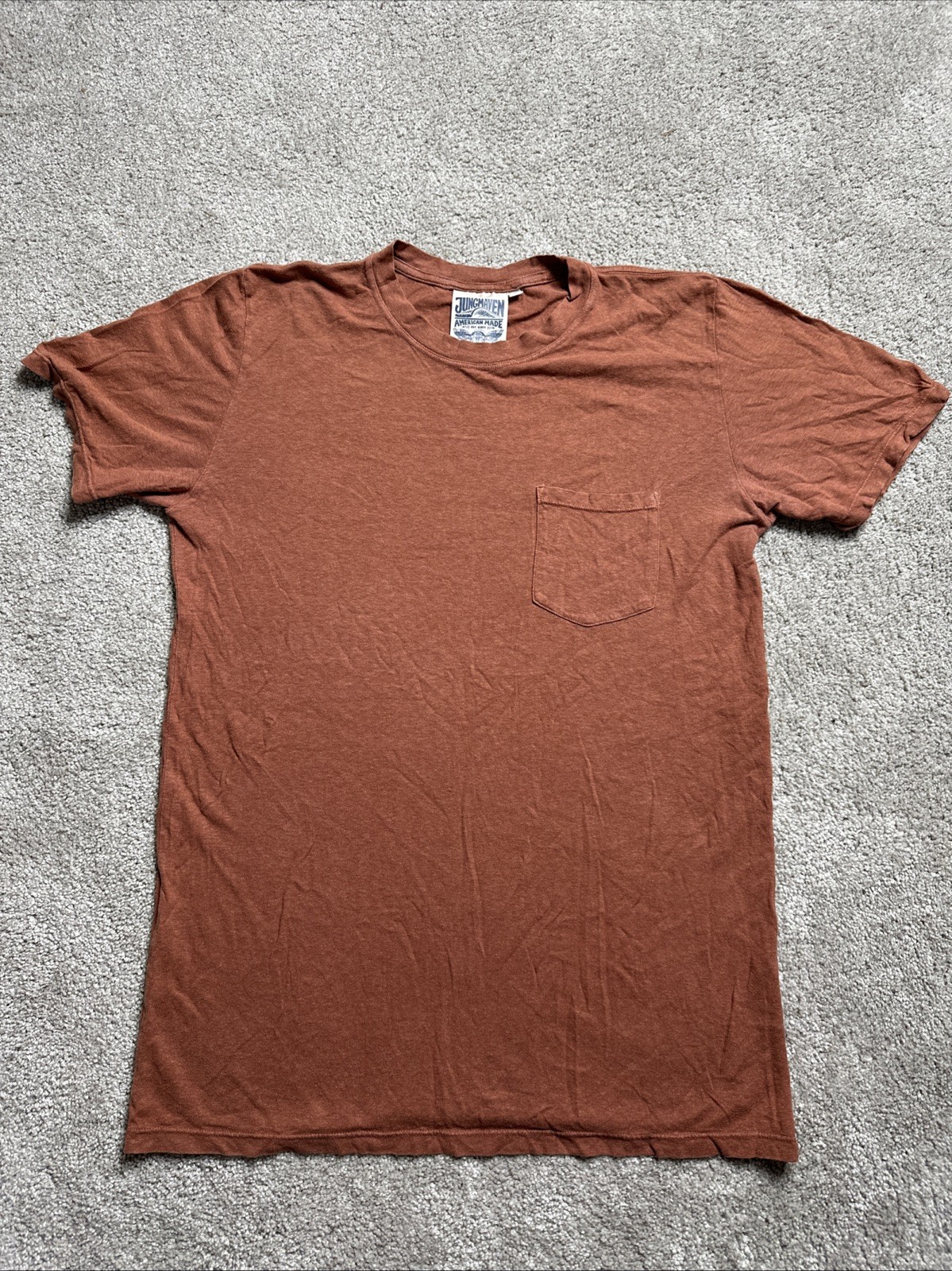 Jungmaven Pocket T Shirt Men’s L Tee Burnt Orange Hemp Cotton Made in USA