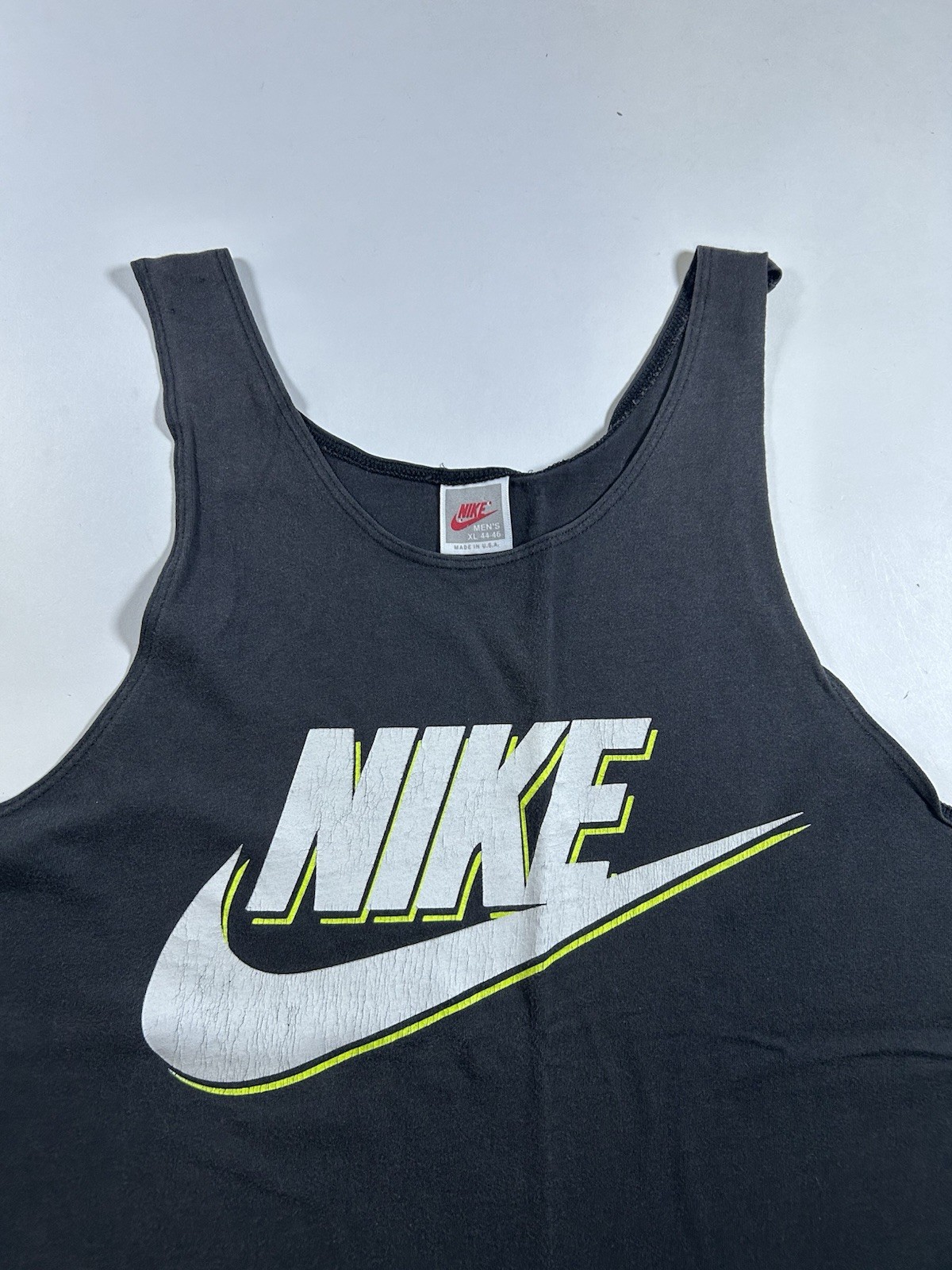 Vintage Nike Tank Top Big Graphic Logo Spell Out Swoosh Size XL Beach 80s 90s