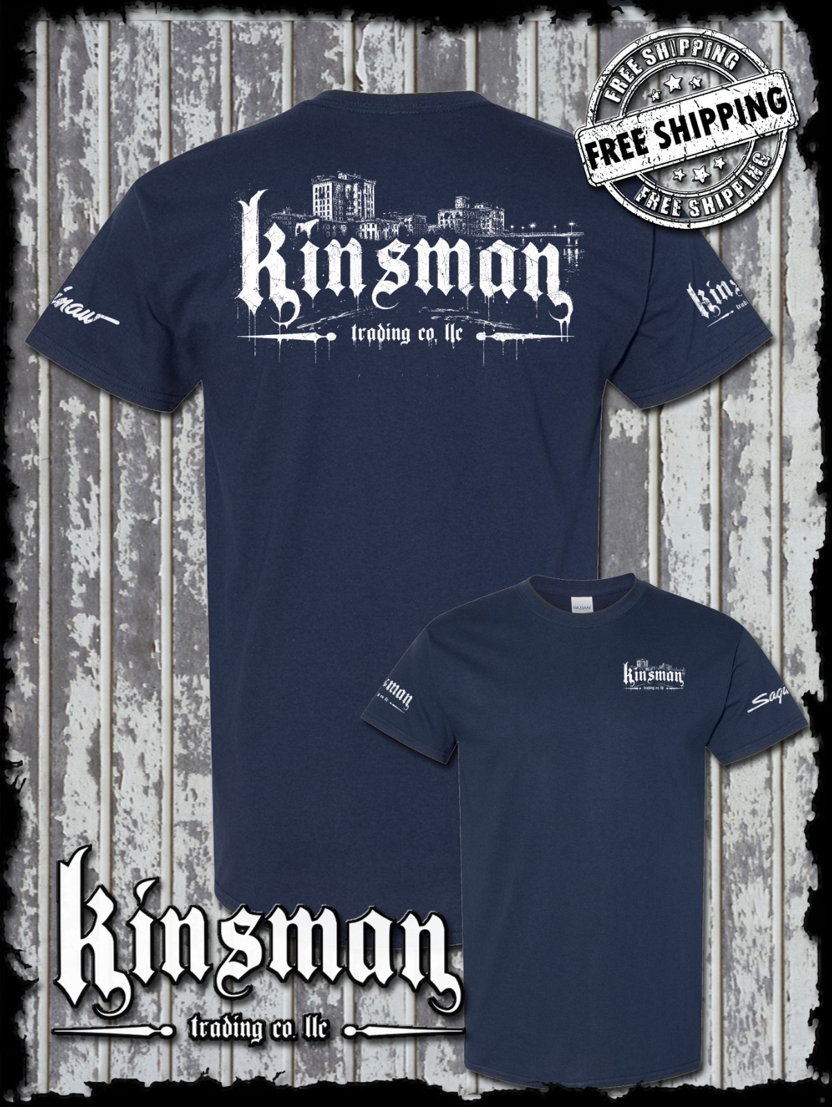 Kinsman Trading Co. LLC Saginaw City Logo 2-Sided T-Shirt Michigan