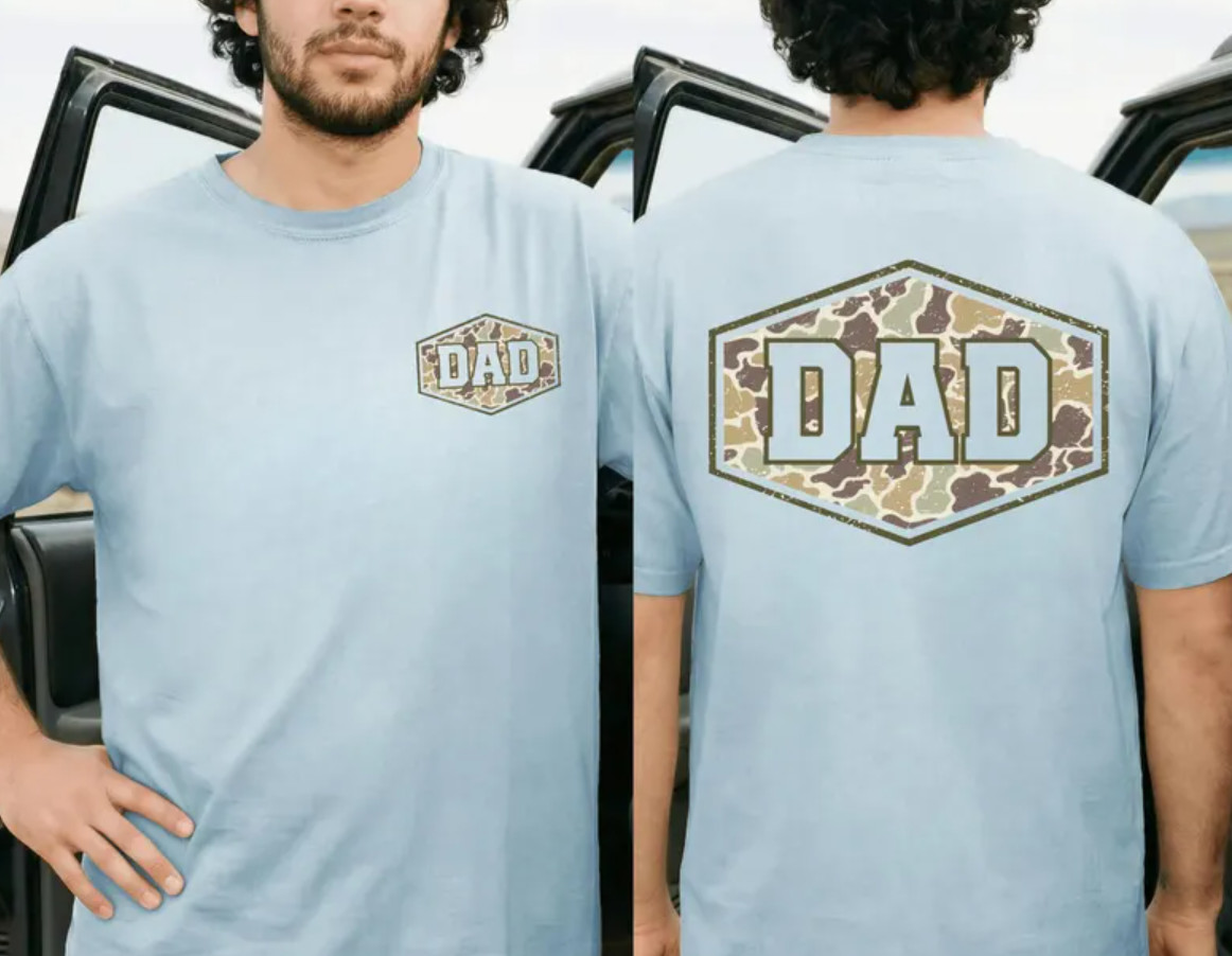 HOT! Camouflage Dad Shirt, Retro Varsity Dad Tee, Duck Camo Father’s Day Gift