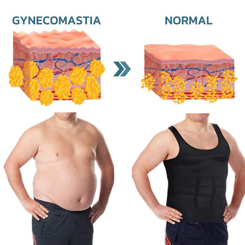 Men Slimming Body Shaper Belly Chest Compression Vest Girdle T-Shirt Tank Top US