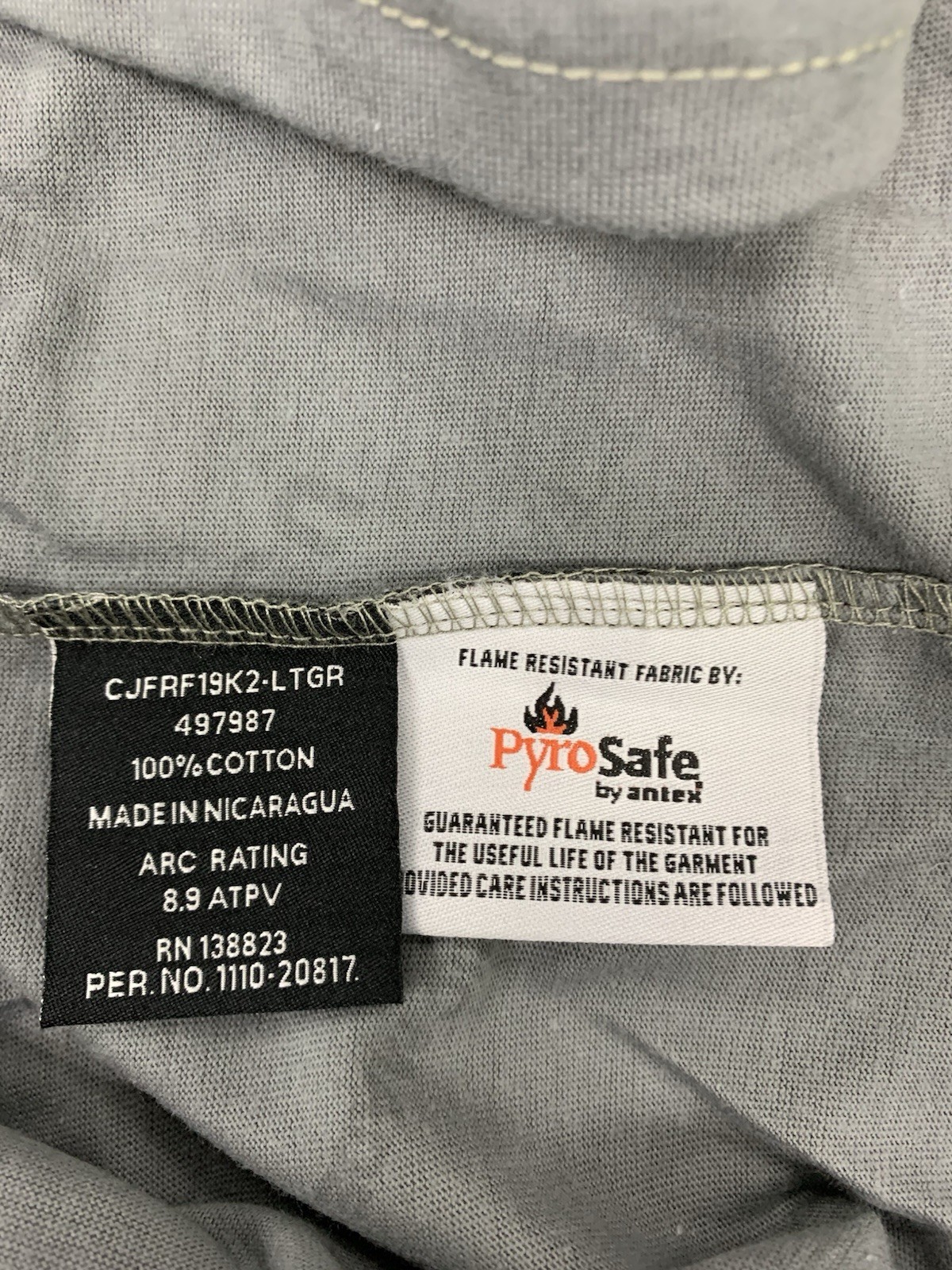 Cody James FR Flame Resistant Work Shirt Long Sleeve Light Grey Size Medium