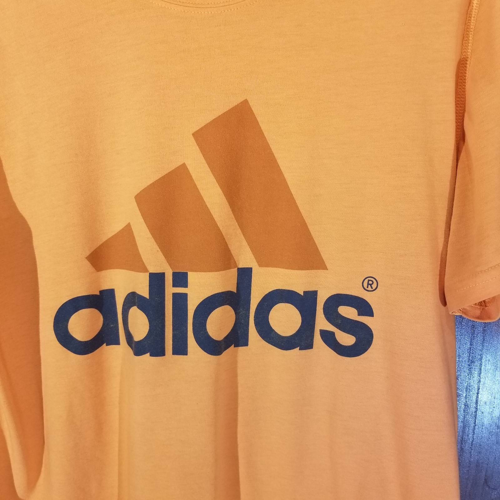 Adidas Ultimate Tee Men XL Orange Big Logo Athletic Training Shirt Performance