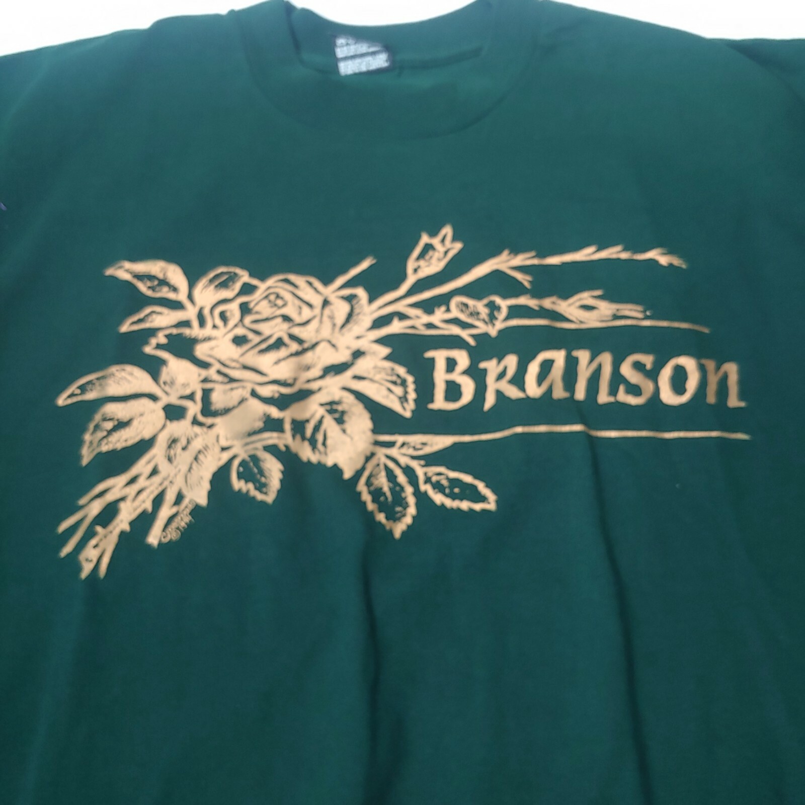 Vintage Branson Missouri Single Stitch XL T Shirt Hunter Green Gold Foil FOTL