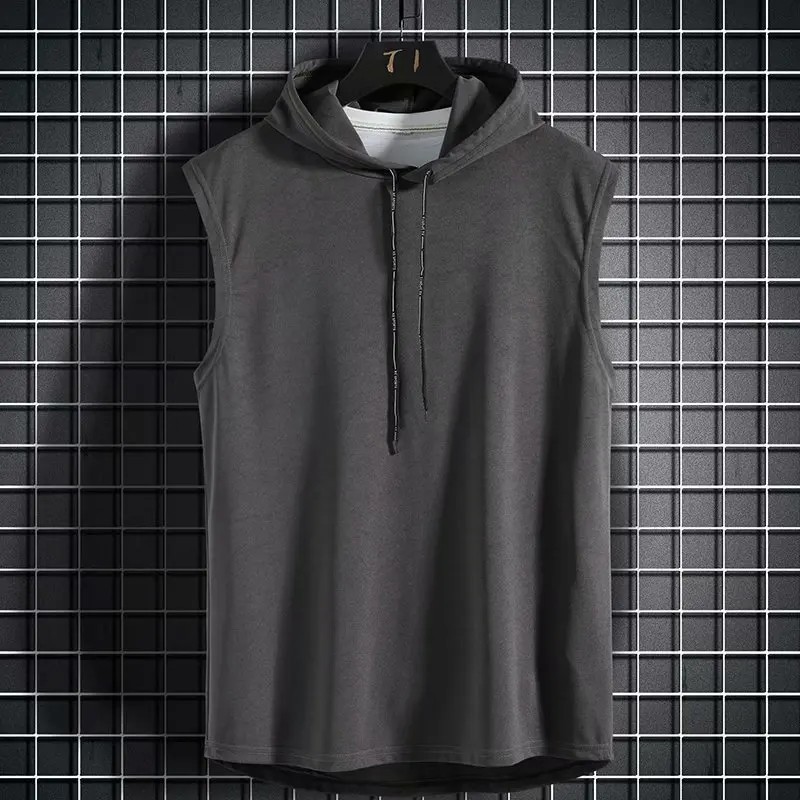 Solid Color Men’s Tank Tops Vest Sleeveless Tees For Male Hooded