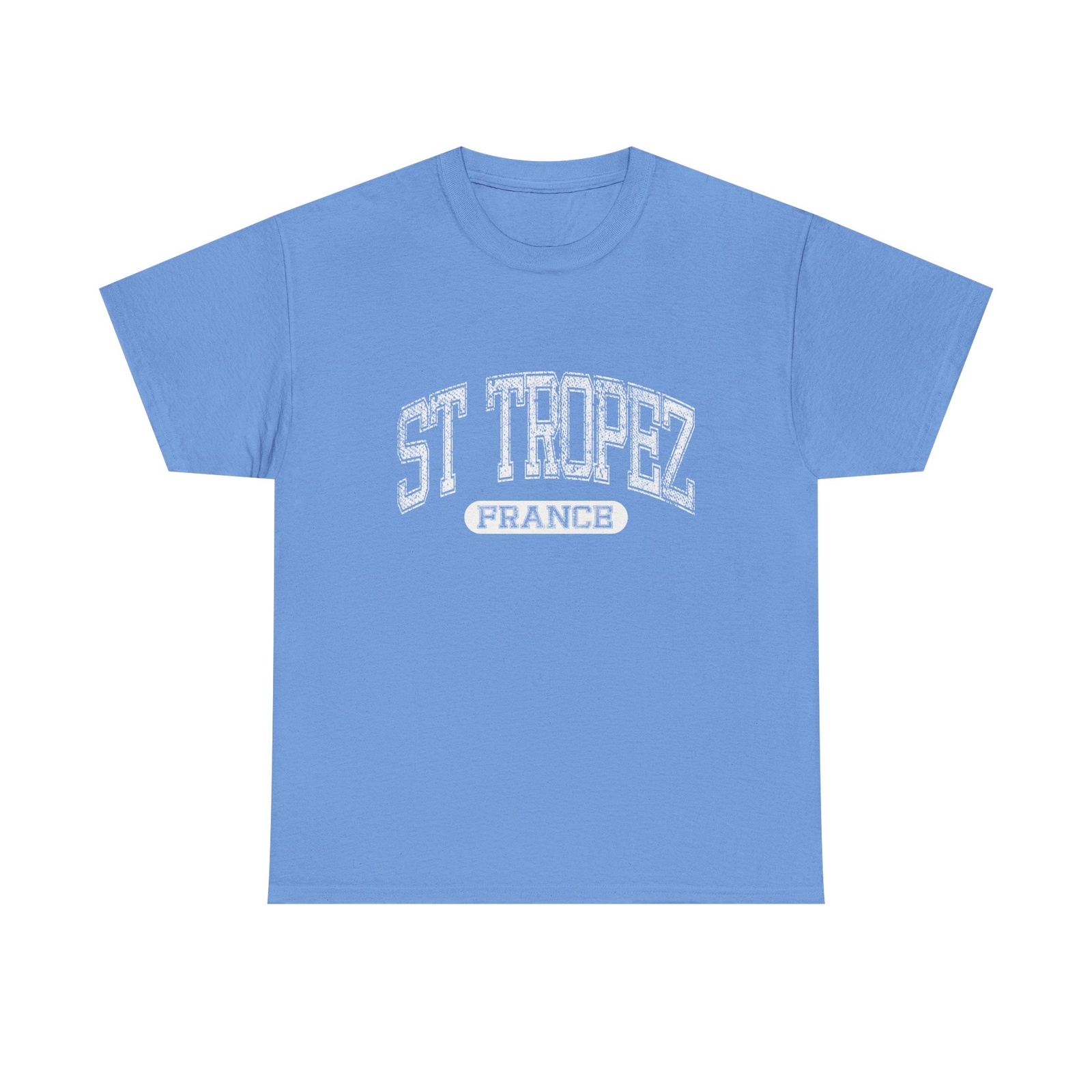 St Tropez France Vintage University Font Summer Travel Blue Tee, T-Shirt