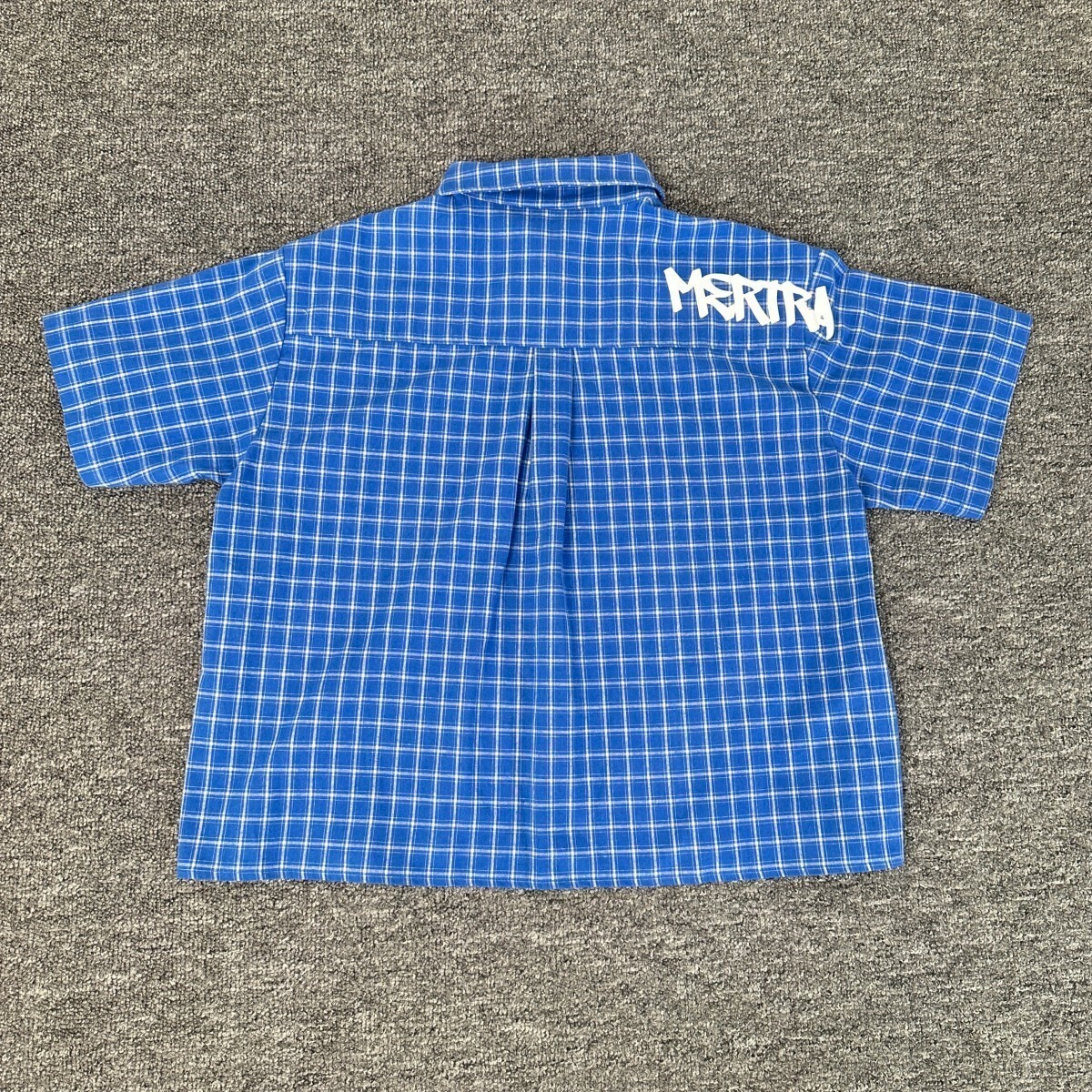 Mertra letter-printed checked shirt – loose-fitting casual short-sleeved shirt
