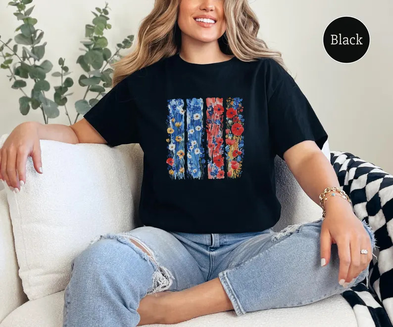Watercolor Flower Comfort Tee Aesthetic Floral Design Soft Casual Shirt Gift