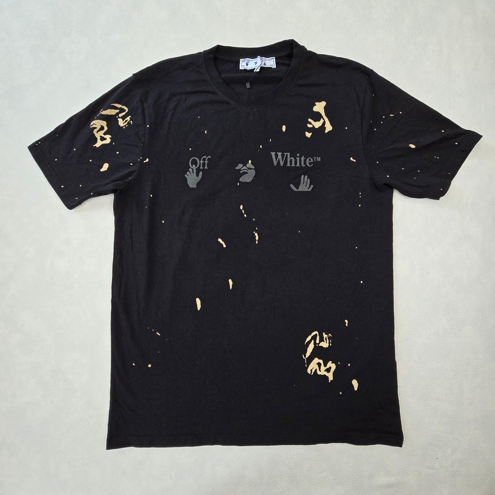 Off-White Shirt Mens 2XL Black Paint Splatter Arrow Back Graphic Tee Streetwear