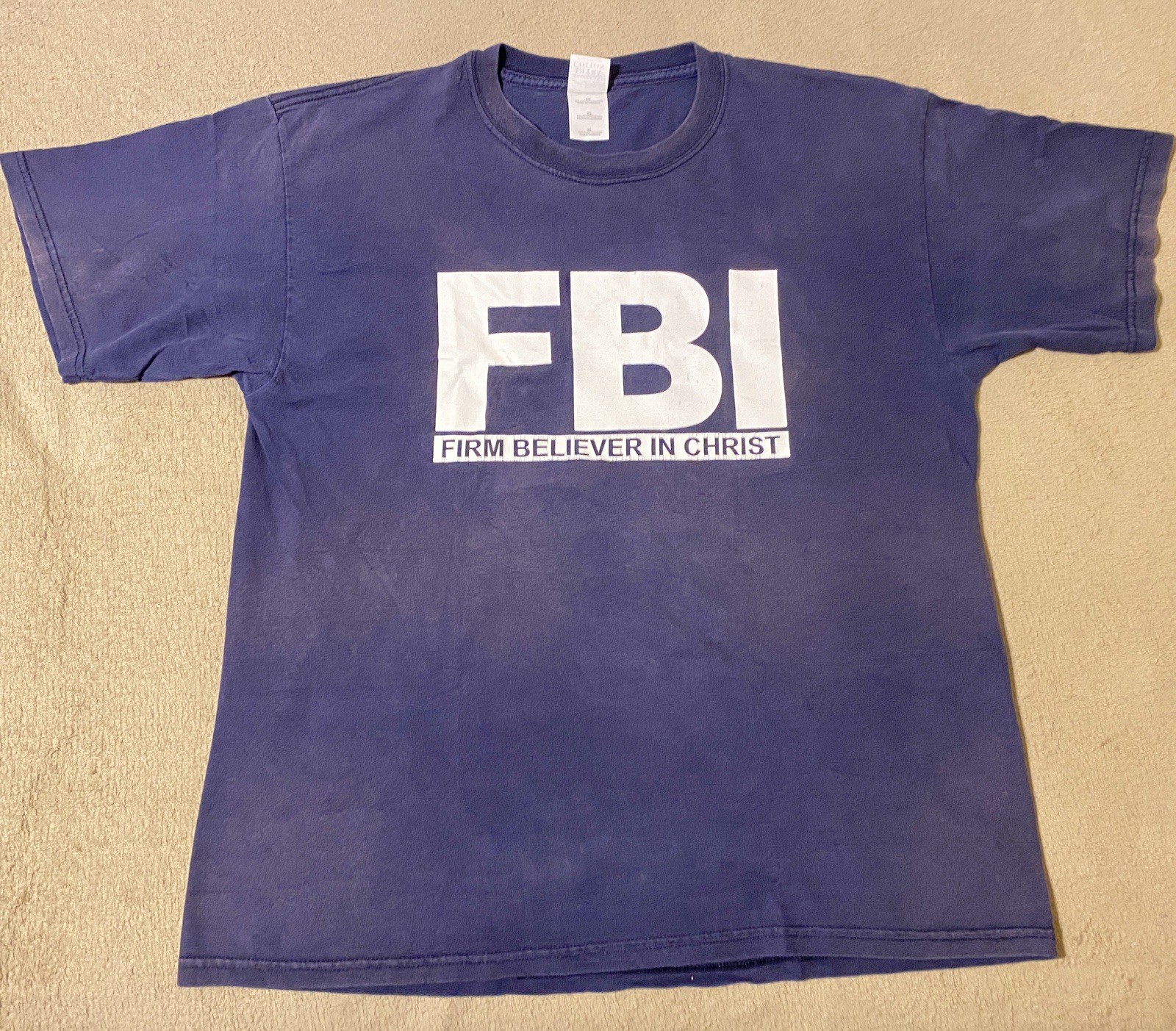 Vintage FBI Firm Believer In Christ Faded Black Tshirt Y2k Christian Faded