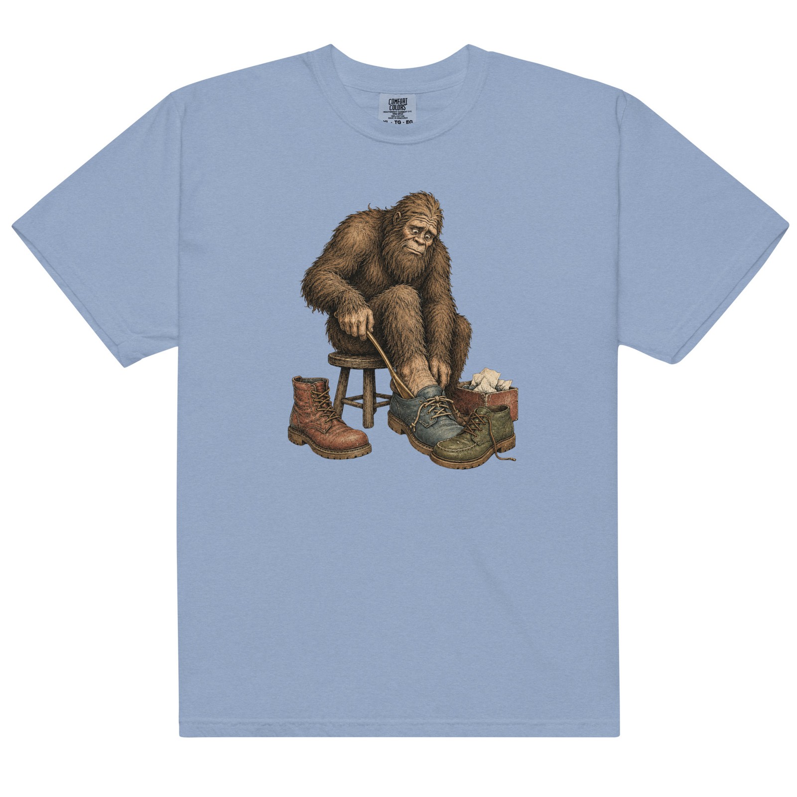 Bigfoot Shoe Shopping Comfort Colors T-Shirt Funny Cryptid Sasquatch Tee S-4XL