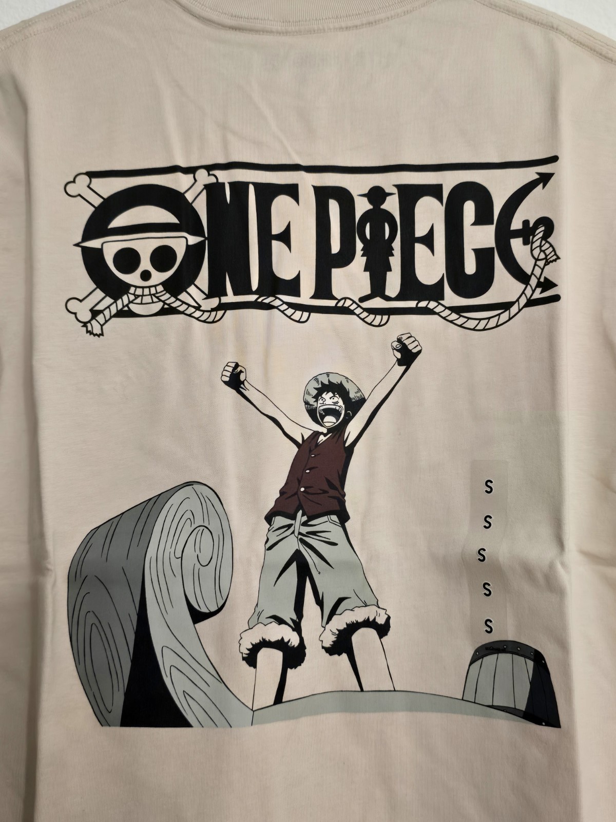 Uniqlo ONE PIECE Anime 25th Short Sleeve Beige Pirate King Unisex Size S NEW