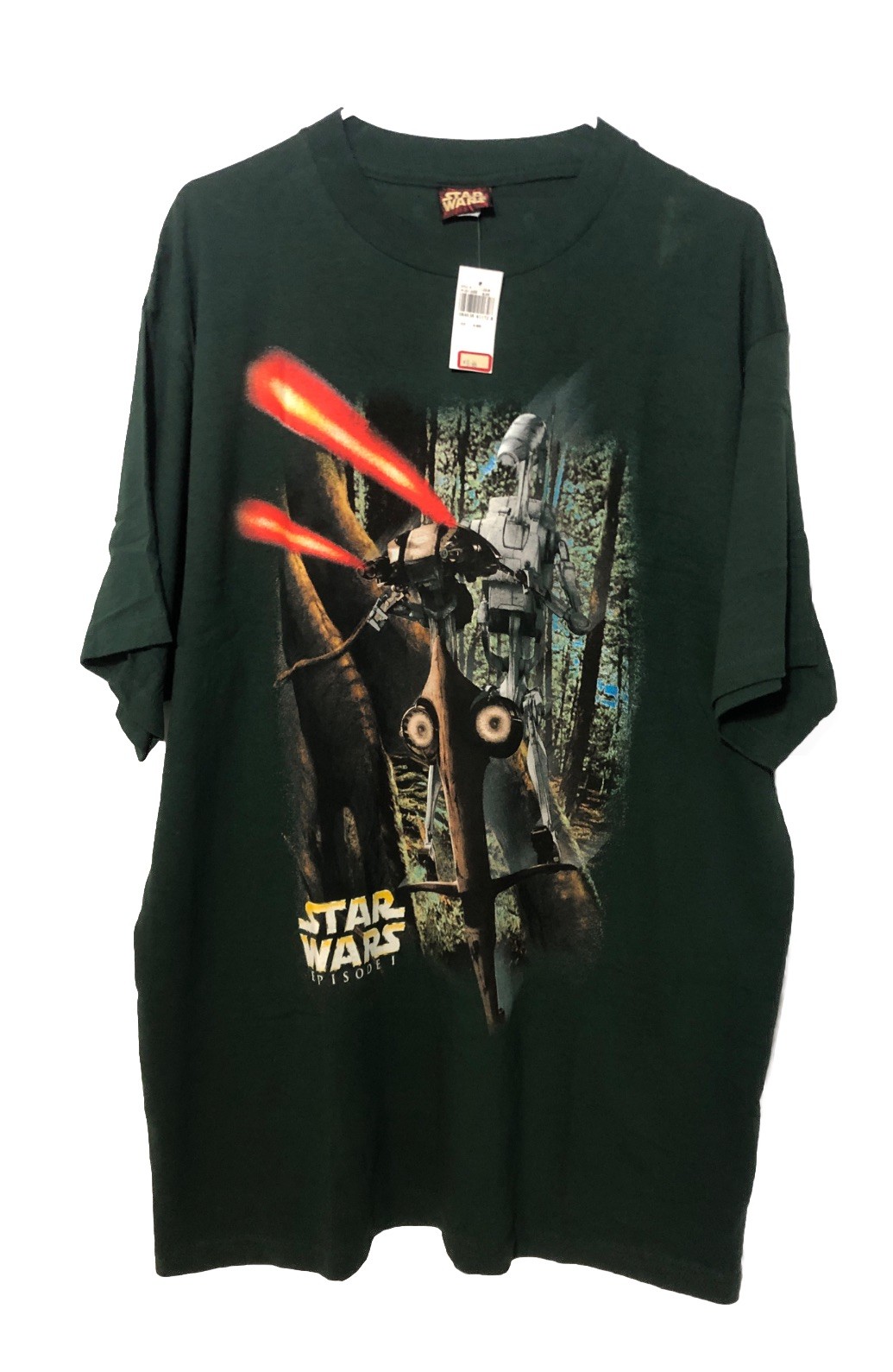 Vintage 1999 NWT! Star Wars Episode I Battle Droid STAP T-Shirt-Sz XL Dark Green