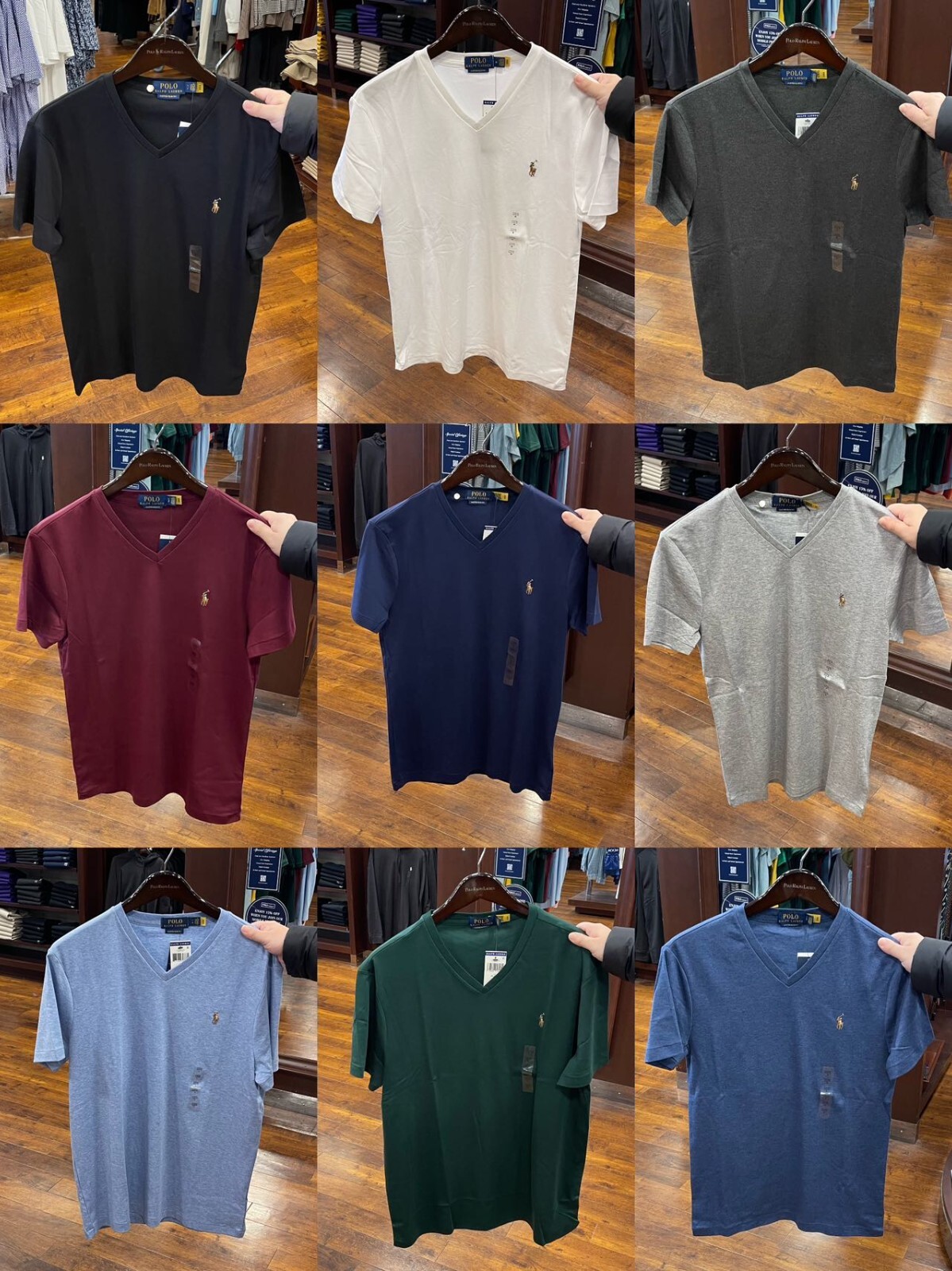 Polo Ralph Lauren Mens V neck short sleeve T shirt- Custom Slim Fit